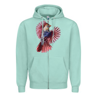 Seafoam Flying Northern Cardinal Bird Zipper Hoodie - LillyAllenDesigns