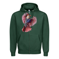 Sports Green Flying Northern Cardinal Bird Zipper Hoodie - LillyAllenDesigns