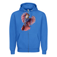 True Royal Flying Northern Cardinal Bird Zipper Hoodie - LillyAllenDesigns