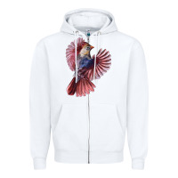 White Flying Northern Cardinal Bird Zipper Hoodie - LillyAllenDesigns