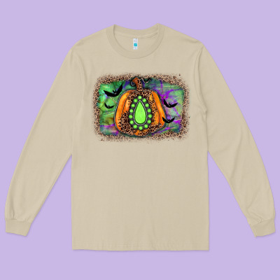 Halloween Gemstone Background Long Sleeve Tee Designed By Jahusdesignshop