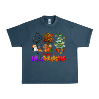 Midnight Navy happy hallothanksmas trees Urban Heavy Tee - AdoDesignShop