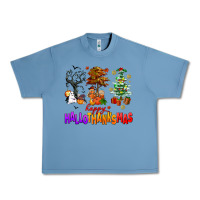 Pebble Blue happy hallothanksmas trees Urban Heavy Tee - AdoDesignShop