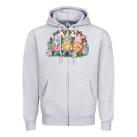 Heather Grey Easter Day gnomes Zipper Hoodie - NancyCooperArtShop