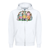 White Easter Day gnomes Zipper Hoodie - NancyCooperArtShop