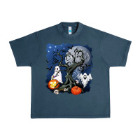 Midnight Navy halloween tree and ghosts Urban Heavy Tee - AdoDesignShop