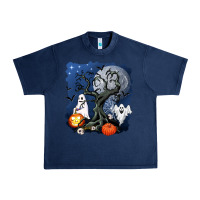 Navy halloween tree and ghosts Urban Heavy Tee - AdoDesignShop