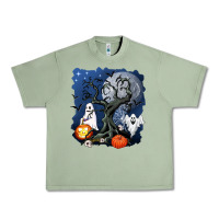 Oil Green halloween tree and ghosts Urban Heavy Tee - AdoDesignShop