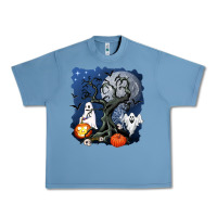Pebble Blue halloween tree and ghosts Urban Heavy Tee - AdoDesignShop