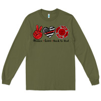 Army Green peace love back to red Long Sleeve Tee - Artiststas