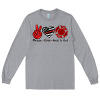 Heather Grey peace love back to red Long Sleeve Tee - Artiststas