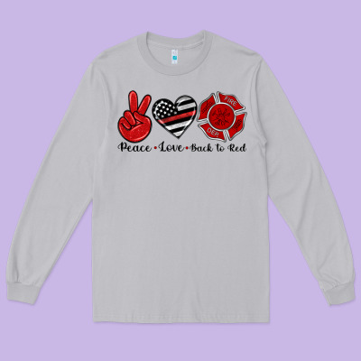Peace Love Back To Red Long Sleeve Tee Designed By Artiststas