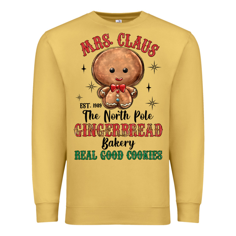 Mrs Claus The North Pole Gingerbread Bakery Real G Premium Sweatshirt by MaliasSmallBusiness | Teevron