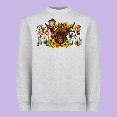 Mom Highland Cow Heavyweight Sweatshirt Designed By Racoondesign