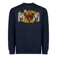 Navy mom highland cow Heavyweight Sweatshirt - RacoonDesign