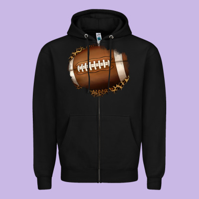 Leopard American Football Patch Zipper Hoodie Designed By Jasminsmagicworld