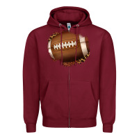 Burgundy leopard american football patch Zipper Hoodie - Jasminsmagicworld