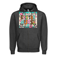 Charcoal Heather Easter Day Nurse Zipper Hoodie - NancyCooperArtShop