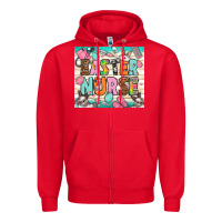 Red Easter Day Nurse Zipper Hoodie - NancyCooperArtShop