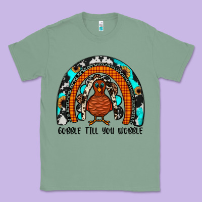 Gobble Till You Wobble Rainbow Classic Tee Designed By Jahusdesignshop