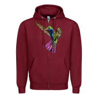 Burgundy Flying Ruby Throated Hummingbird Zipper Hoodie - LillyAllenDesigns