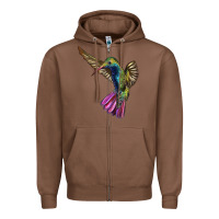Chestnut Flying Ruby Throated Hummingbird Zipper Hoodie - LillyAllenDesigns