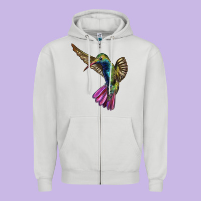 Flying Ruby Throated Hummingbird Zipper Hoodie Designed By Lillyallendesigns