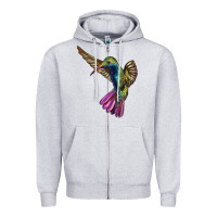 Heather Grey Flying Ruby Throated Hummingbird Zipper Hoodie - LillyAllenDesigns