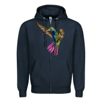 Navy Flying Ruby Throated Hummingbird Zipper Hoodie - LillyAllenDesigns