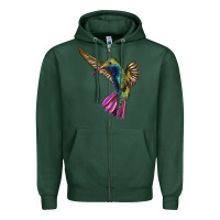 Sports Green Flying Ruby Throated Hummingbird Zipper Hoodie - LillyAllenDesigns