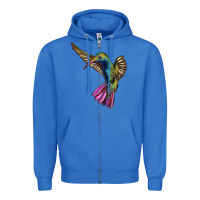 True Royal Flying Ruby Throated Hummingbird Zipper Hoodie - LillyAllenDesigns