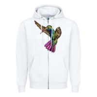 White Flying Ruby Throated Hummingbird Zipper Hoodie - LillyAllenDesigns
