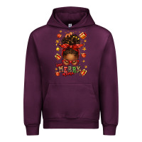 Mauve Wine one merry mama christmas afro messy bun Urban Hoodie - texasbilliewilder