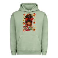Pigment Oil Green one merry mama christmas afro messy bun Urban Hoodie - texasbilliewilder