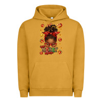 One Merry Mama Christmas Afro Messy Bun Urban Hoodie | Teevron