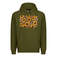 Army Green sunflower leopard background Premium Hoodie - AdoDesignShop