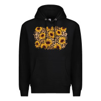 Black sunflower leopard background Premium Hoodie - AdoDesignShop
