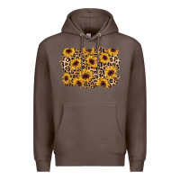 Coffee sunflower leopard background Premium Hoodie - AdoDesignShop