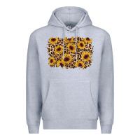 Heather Grey sunflower leopard background Premium Hoodie - AdoDesignShop