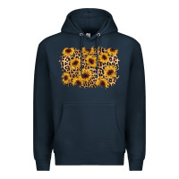 Navy sunflower leopard background Premium Hoodie - AdoDesignShop
