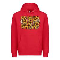 Red sunflower leopard background Premium Hoodie - AdoDesignShop