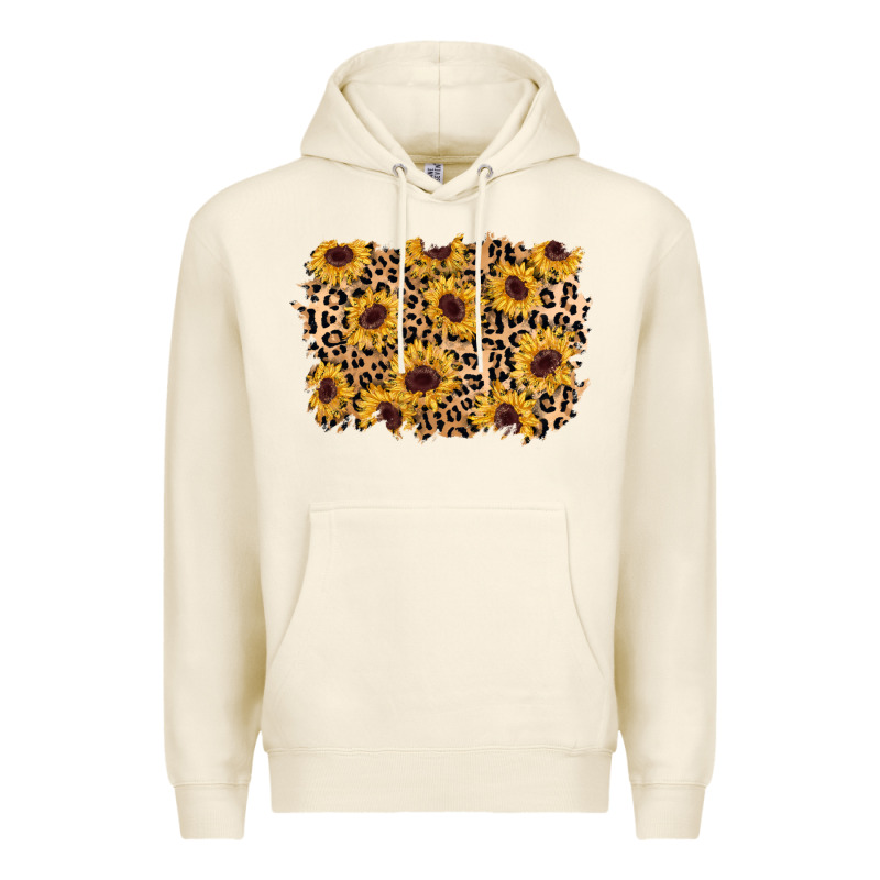 Sunflower Leopard Background Premium Hoodie by AdoDesignShop | Teevron
