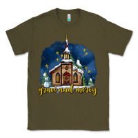 Army Green Christmas church and snow grace and mercy Classic Tee - AdoDesignShop