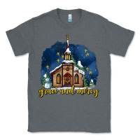 Charcoal Heather Christmas church and snow grace and mercy Classic Tee - AdoDesignShop