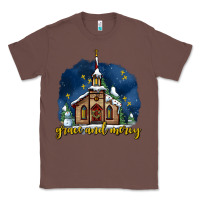 Chestnut Christmas church and snow grace and mercy Classic Tee - AdoDesignShop