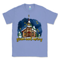Colony Blue Christmas church and snow grace and mercy Classic Tee - AdoDesignShop