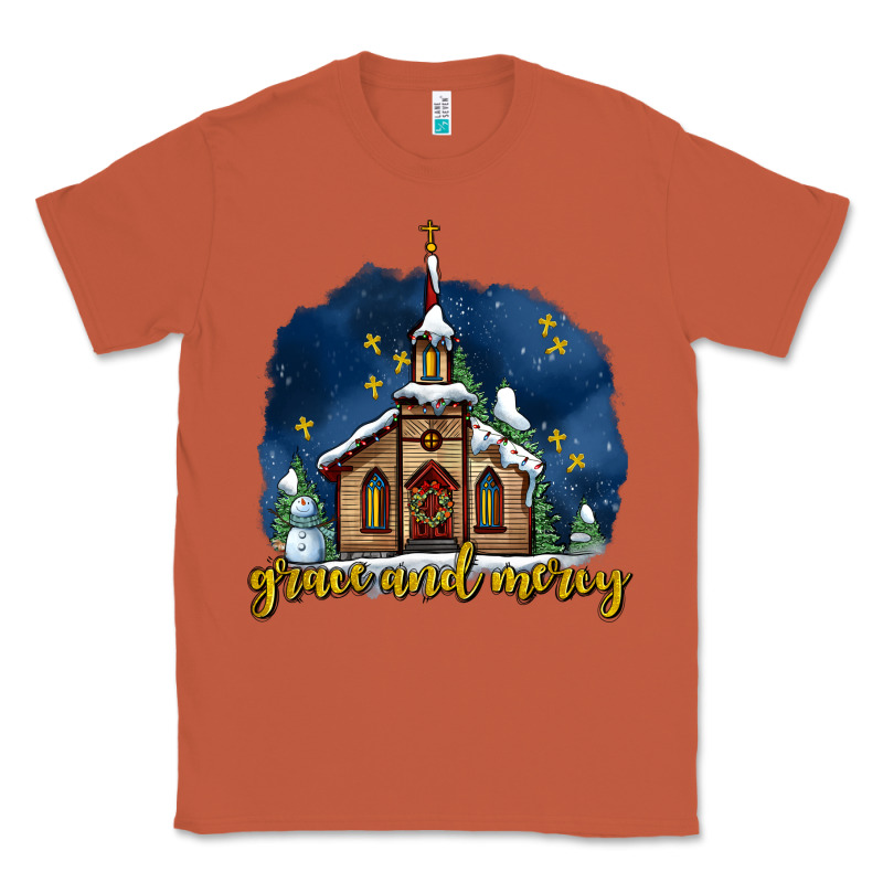 Christmas Church And Snow Grace And Mercy Classic Tee by AdoDesignShop | Teevron