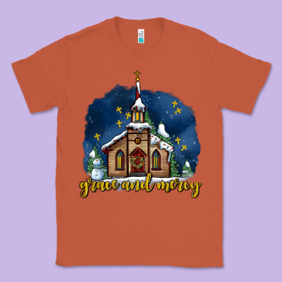 Christmas Church And Snow Grace And Mercy Classic Tee Designed By Adodesignshop