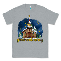 Heather Grey Christmas church and snow grace and mercy Classic Tee - AdoDesignShop