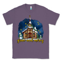 Lavender Christmas church and snow grace and mercy Classic Tee - AdoDesignShop